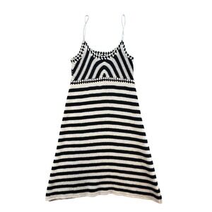 Miou Muse Women‎ Crochet Dress Black Striped Boho Festival Summer Midi S